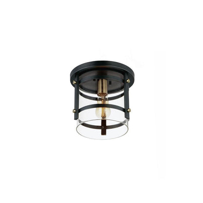 Maxim Lighting 2641BKAB Capitol 1 Light 9.75 Inch Black/Antique Brass Flush Mount Ceiling Light - Full Product View on White