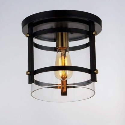 Maxim Lighting 2641BKAB Capitol 1 Light 9.75 Inch Black/Antique Brass Flush Mount Ceiling Light - Close-Up Angle View