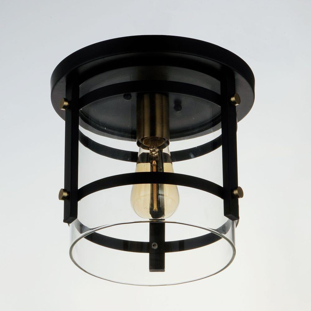 Maxim Lighting 2641BKAB Capitol 1 Light 9.75 Inch Black/Antique Brass Flush Mount Ceiling Light - Bottom-Up View