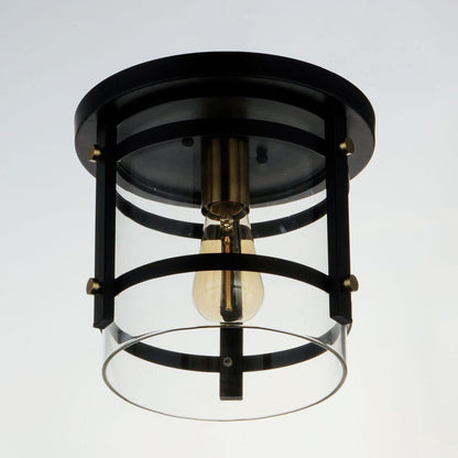 Maxim Lighting 2641BKAB Capitol 1 Light 9.75 Inch Black/Antique Brass Flush Mount Ceiling Light - Bottom-Up View