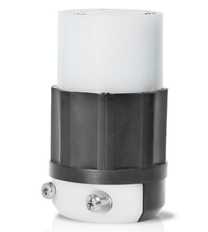 Leviton 2643 Locking Plug, 30 Amp, 480 Volt, Industrial Grade, Black & White
