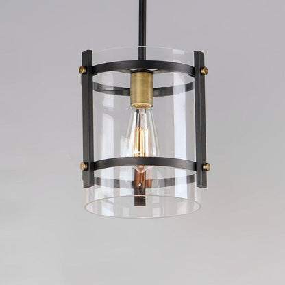 Maxim Lighting 2649BKAB Capitol Pendant - Close-Up Front Detail with Clear Glass and Antique Brass Accents