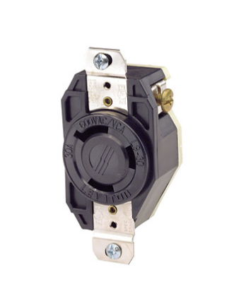 Leviton 2650 30 Amp, 600 Volt, Flush Mount Locking Receptacle, Industrial Grade