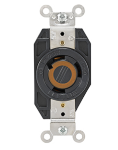 Leviton 2660 30A, 125/250V NEMA L10-30R, 3P, 3W, Flush Mtg Locking Receptacle, Non-Grounding, V-0-MAX, Black Finish