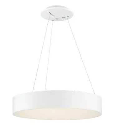 Nuvo 62-1455 18" LED Pendant Light, Dimmable, Wattage 20W, Lumens 1300 lm, Color Temperature 3000K, White