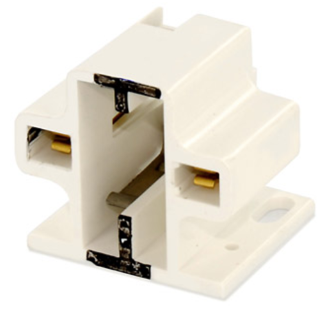 Leviton 26720-200 Gx23, Gx23-2 Base, 2-pin, Compact Fluorescent Lampholder, Screw-Down, Black/White Body