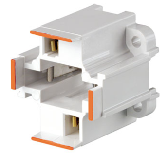 Leviton 26725-213 G24d-3 Base, 26w/ 32w 2-pin, 10mm Compact Fluorescent Lamp Holder, Screw-down, Orange/White Body