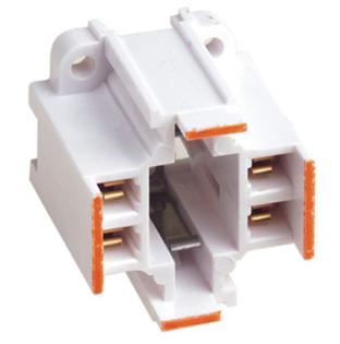 Leviton 26725-413 G24Q-3 Base, 26w/ 32w 4-pin, 10mm Compact Fluorescent Lamp Holder, Screw-down, Orange/White Body
