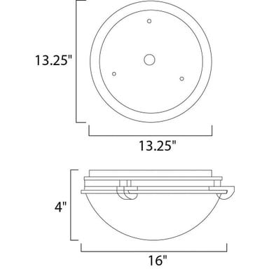 Maxim Lighting 2681MROI Malaga 3 Light Flush Mount Dimension Diagram