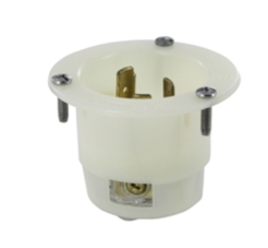 Leviton 2685 30A, 480V 3-Phase, NEMA L12-30P, 3P, 3W, Flanged Inlet Locking Receptacle, Non-Grounding, White