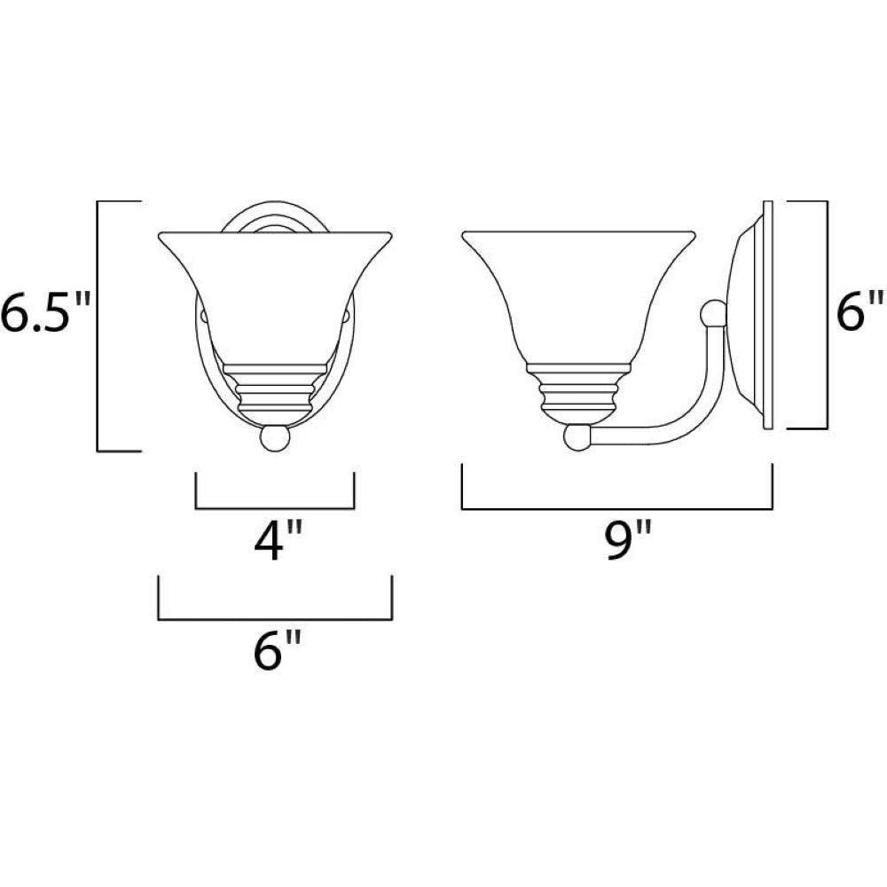Maxim Lighting 2686MROI Malaga Bath Vanity Wall Light Dimensions Diagram