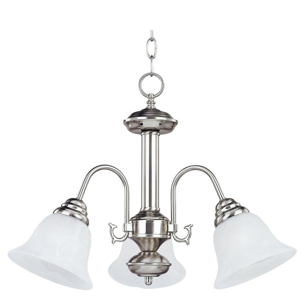 Maxim Lighting 2697MRSN Malaga 3 Light 20 inch Satin Nickel Chandelier Ceiling Light