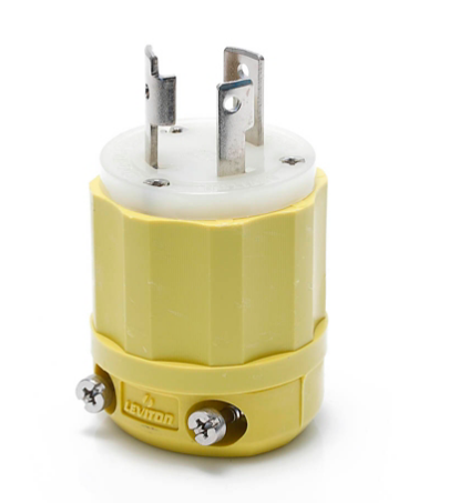Leviton 26CM-11 Locking Plug, 30 Amp, 125 Volt, Industrial Grade, Corrosion Resistant, Yellow & White