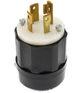 Leviton 2731 Industrial Grade Locking Plug, 30A, 3-Phase, 3P, NEMA L16-30P, Black/White, 480V