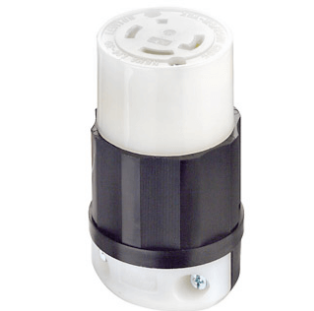 Leviton 2733 Industrial Grade Locking Connector, 30A, 3P, NEMA L16-30R, Black/White,480V