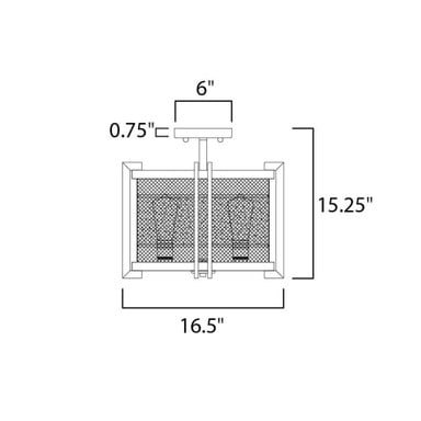 Maxim Lighting 27560BKBWAB Boundry Flush Mount - Dimensions Diagram (16.5W x 15.25H inches)