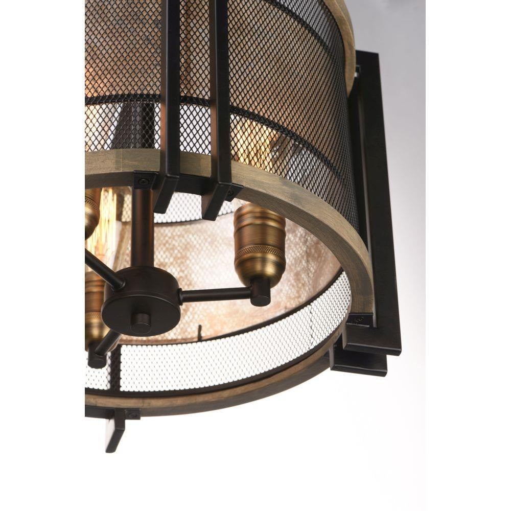 Maxim Lighting 27560BKBWAB Boundry Flush Mount - Antique Brass Socket and Mesh Detail