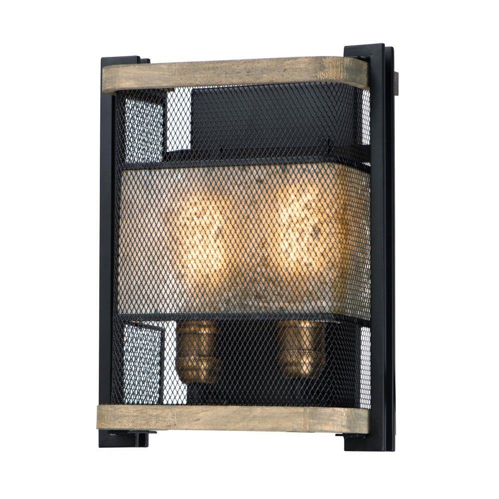 Maxim Lighting 27562BKBWAB Boundry 2 Light Wall Sconce - Front View Lit