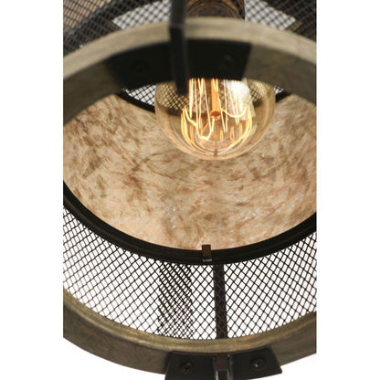 Maxim Lighting 27563BKBWAB Boundry Pendant - Interior Detail Showing Mica Shade and Edison Bulb