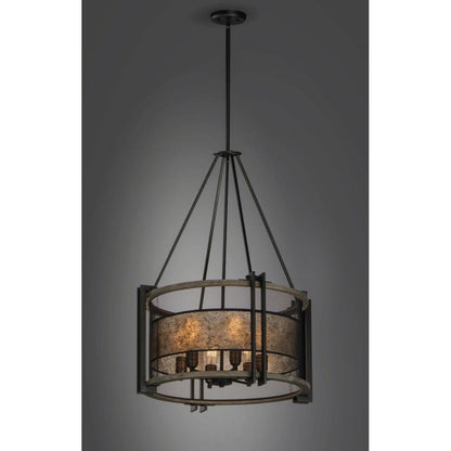 Maxim Lighting 27565BKBWAB Boundry 6 Light 24 Inch Barn Wood Black Metal Chandelier - Lit Lifestyle View