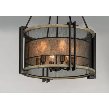 Maxim Lighting 27565BKBWAB Boundry 6 Light 24 Inch Barn Wood Black Metal Chandelier - Angle View
