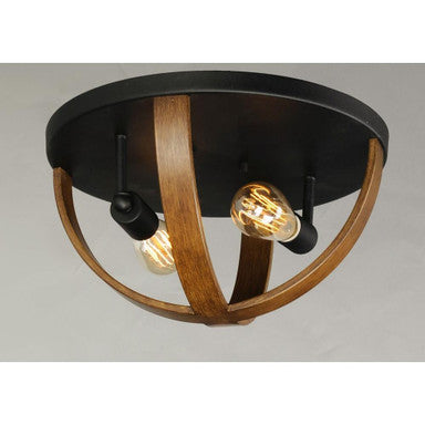 Maxim Lighting 27570APBK Compass 2 Light 15.75 Inch Antique Pecan/Black Flush Mount Ceiling Light - Front View