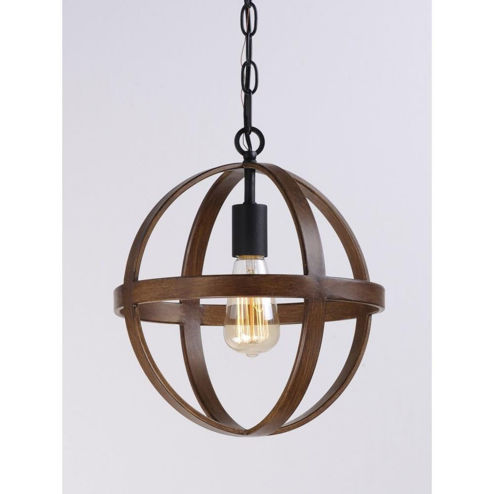 Maxim Lighting 27571APBK Compass 1 Light Globe Pendant with Black Chain and Antique Pecan Finish