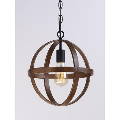 Maxim Lighting 27571APBK Compass 1 Light Globe Pendant with Black Chain and Antique Pecan Finish