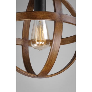 Maxim Lighting 27571APBK Compass Pendant Close-Up of Globe Frame and Edison Bulb