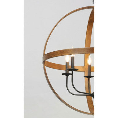 Maxim Lighting 27576APBK Compass Pendant - Antique Pecan Ring and Candle Arms Side Detail