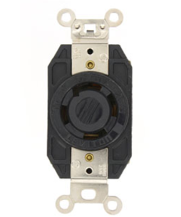 Leviton 2770 30A, 347/600V 3PY, NEMA L20-30R, 4P, 4W, Flush Mtg Locking Receptacle, Non-Grounding, V-0-MAX, Black Finish