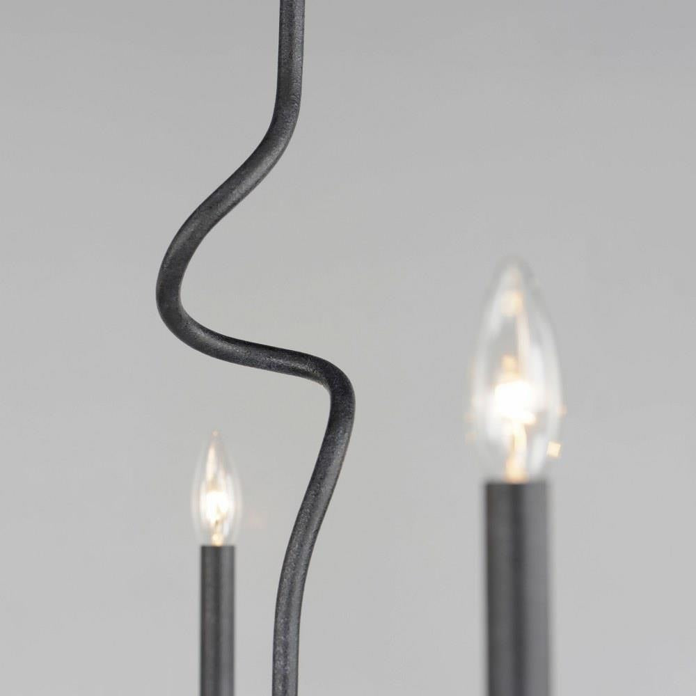 Maxim Lighting 27708BO Padrona 8 Light Black Oxide Chandelier - Detail of Serpentine Stem and Lit Bulbs