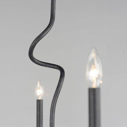 Maxim Lighting 27708BO Padrona 8 Light Black Oxide Chandelier - Detail of Serpentine Stem and Lit Bulbs