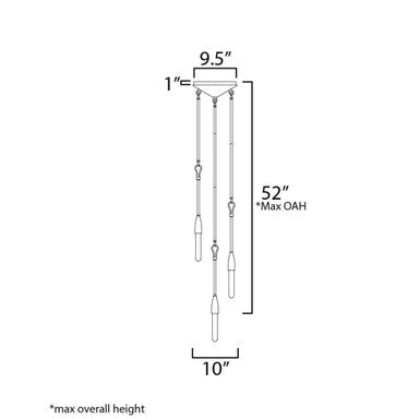 Maxim Lighting 27716AR Pioneer 7 Light Pendant - Dimensions Diagram