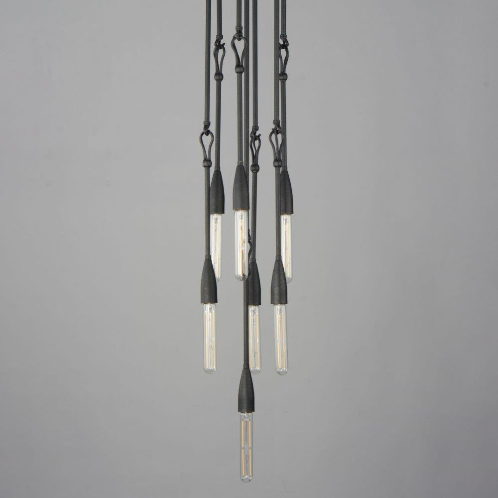 Maxim Lighting 27716AR Pioneer 7 Light Anthracite Pendant - Close-Up of Bulbs