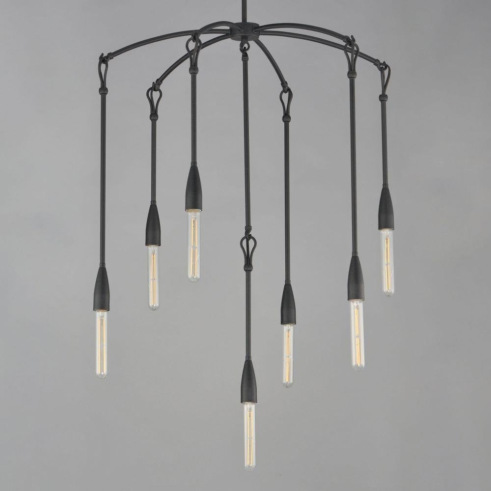 Maxim Lighting 27718AR Pioneer 7 Light Anthracite Chandelier - Close-Up Detail on Gray Background