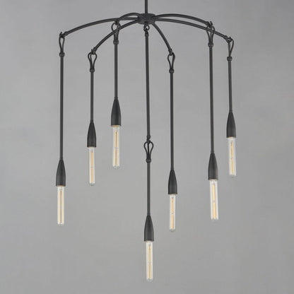 Maxim Lighting 27718AR Pioneer 7 Light Anthracite Chandelier - Close-Up Detail on Gray Background