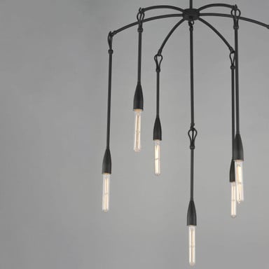 Maxim Lighting 27718AR Pioneer 7 Light Anthracite Chandelier - Angled View on Gray Background
