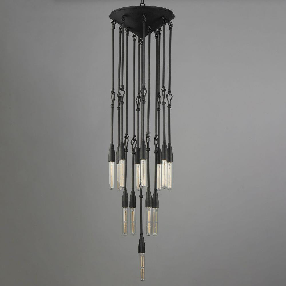 Maxim Lighting 27719AR Pioneer 13 Light Anthracite Pendant Ceiling Light - front view on grey background