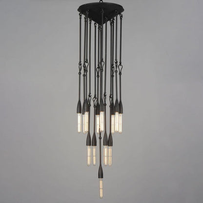 Maxim Lighting 27719AR Pioneer 13 Light Anthracite Pendant Ceiling Light - angled view showing tiered metal rods