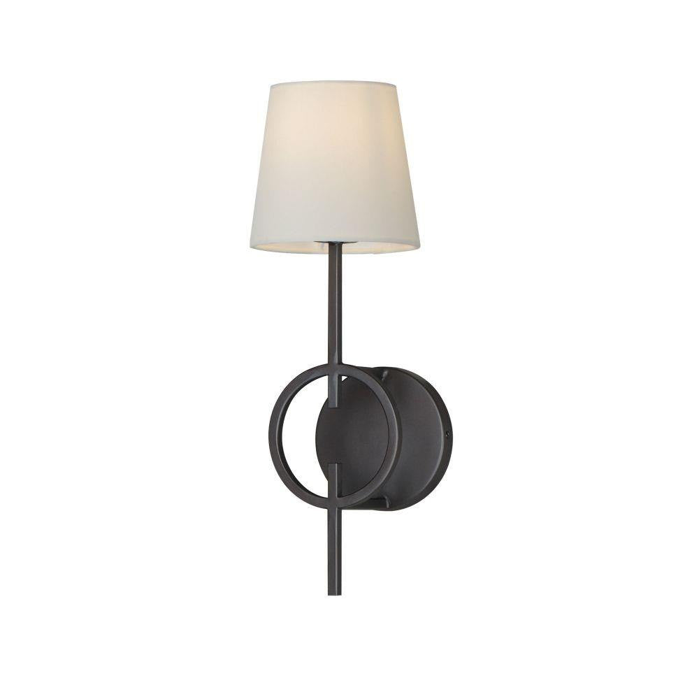 Maxim Lighting 27721OFCHL Paoli 1 Light Charcoal Bronze Wall Sconce with Linen Shade - Front View