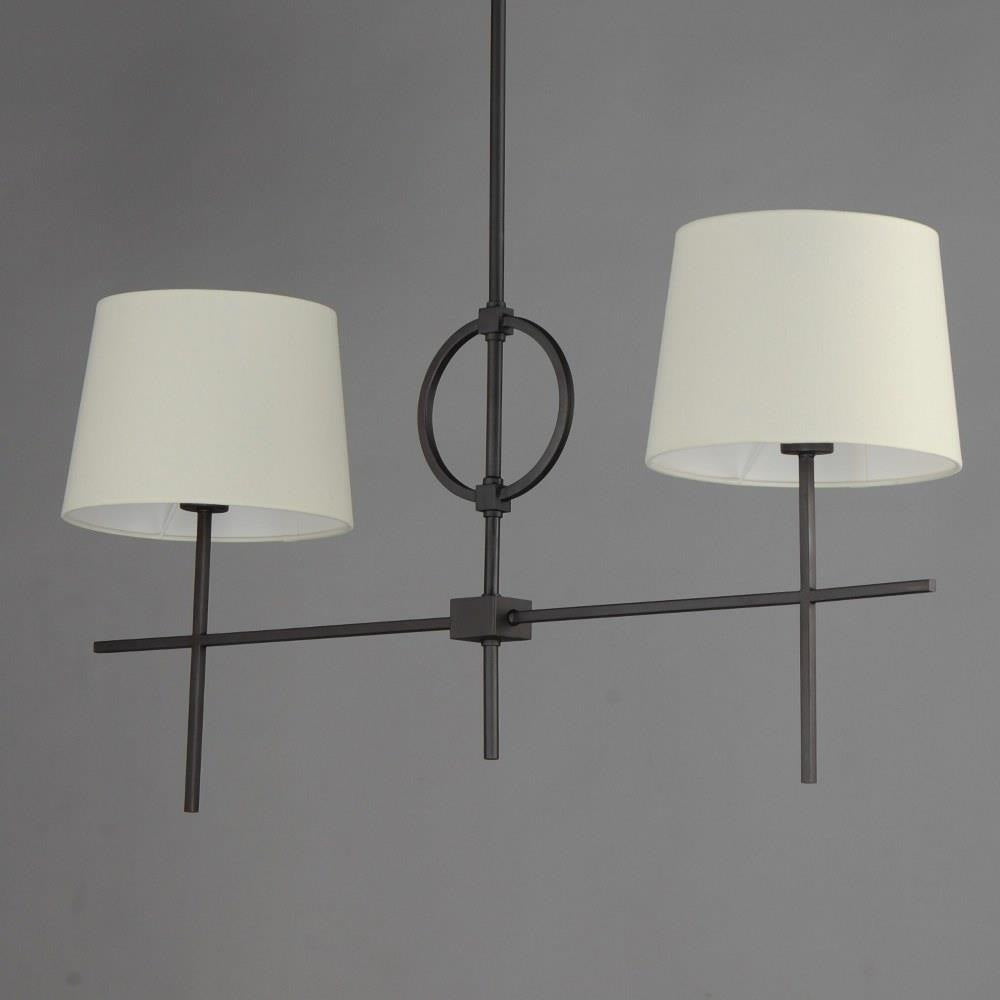 Maxim Lighting 27722OFCHL Paoli 2 Light Charcoal Bronze Linear Pendant with Linen Drum Shades - Side View