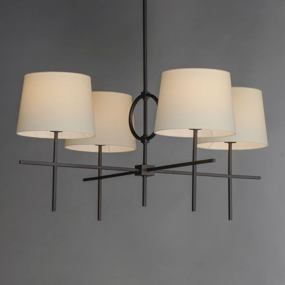 Maxim Lighting 27724OFCHL Paoli 4 Light Charcoal Bronze Chandelier - Angle View on Grey Background