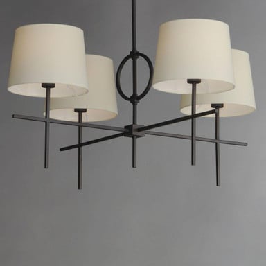 Maxim Lighting 27724OFCHL Paoli 4 Light Charcoal Bronze Chandelier - Front View on Grey Background