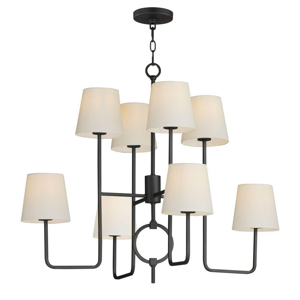 Maxim Lighting 27728OFCHL Paoli 8 Light Charcoal Bronze Chandelier Ceiling Light with Canopy on White Background