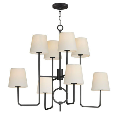 Maxim Lighting 27728OFCHL Paoli 8 Light Charcoal Bronze Chandelier Ceiling Light with Canopy on White Background