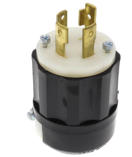 Leviton 2721 Industrial Grade Locking Plug, 30A, 3-Phase, 3P, NEMA L15-30P, Black/White, 250V