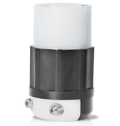 Leviton 2423 Locking Connector, 20 Amp, 250 Volt, Industrial Grade, Black/White Finish