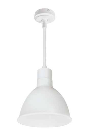 Nora Lighting NRLM-8ST1840WWLE4/12  8" RLM  12" Stem Mounted LED Shade, Lumens 2200lm, Color Temperature 4000K, 120V 0-10V/Triac/ELV & 277V 0-10V Dimming, White Finish