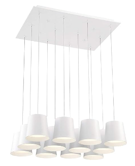 Eurofase Lighting 28164-012 Borto 27" 12 Lights LED Chandelier, White Finish